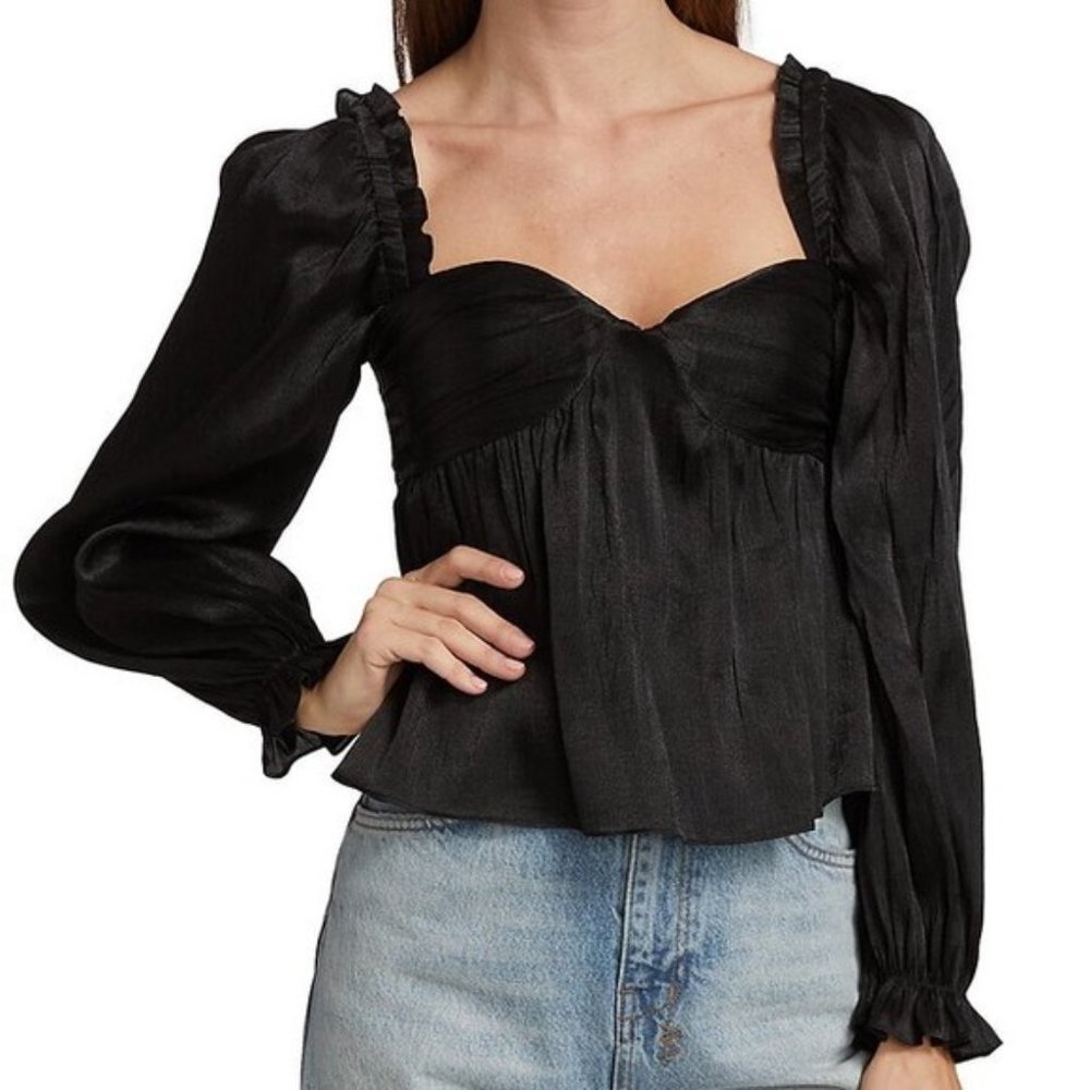 ASTR Irene Top In Black Shine | Size M *New With Tags*